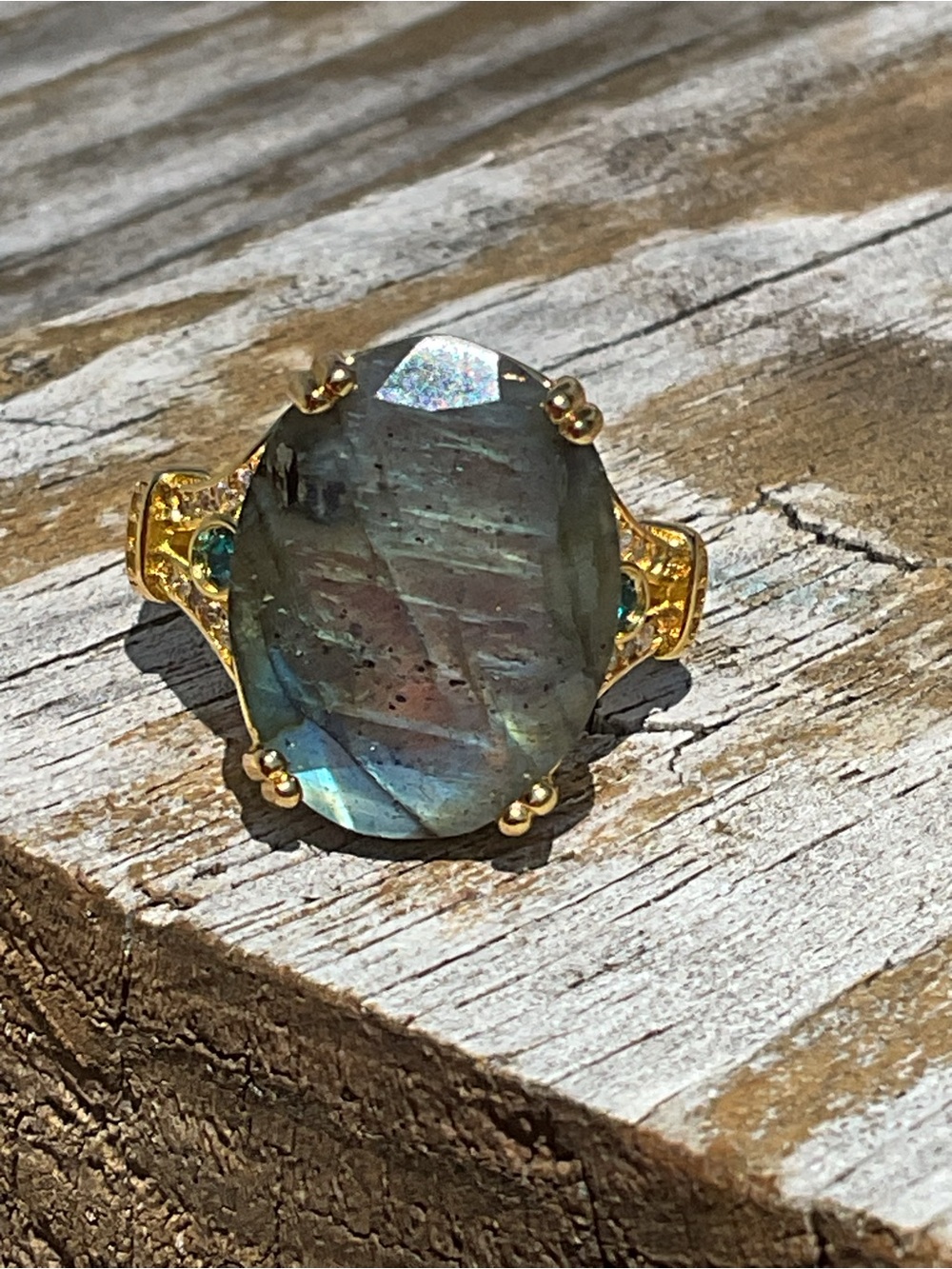 Labradorite Gold Plated Ring 8